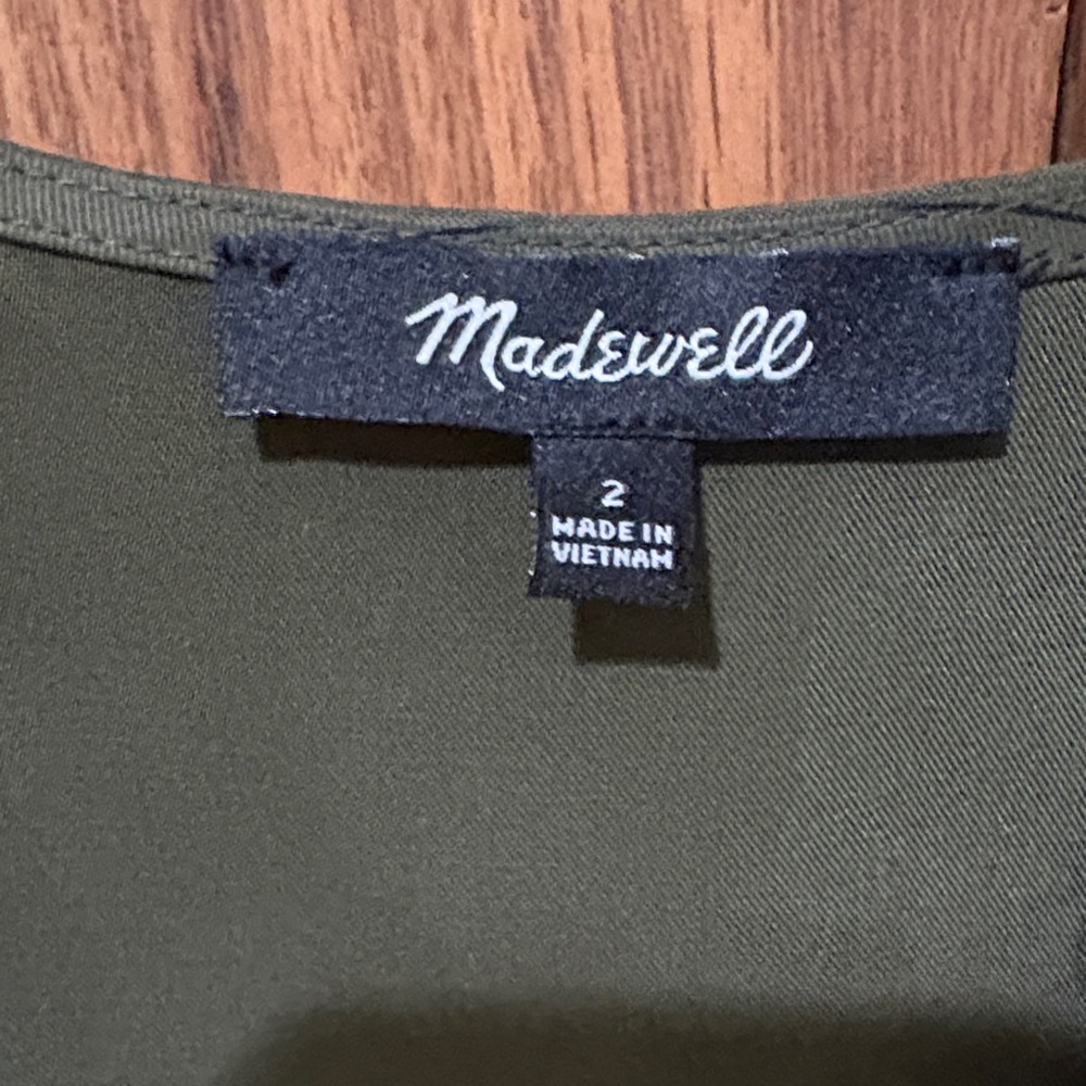 Madewell Dark Green Ruched Blouse - Picture 2 of 9